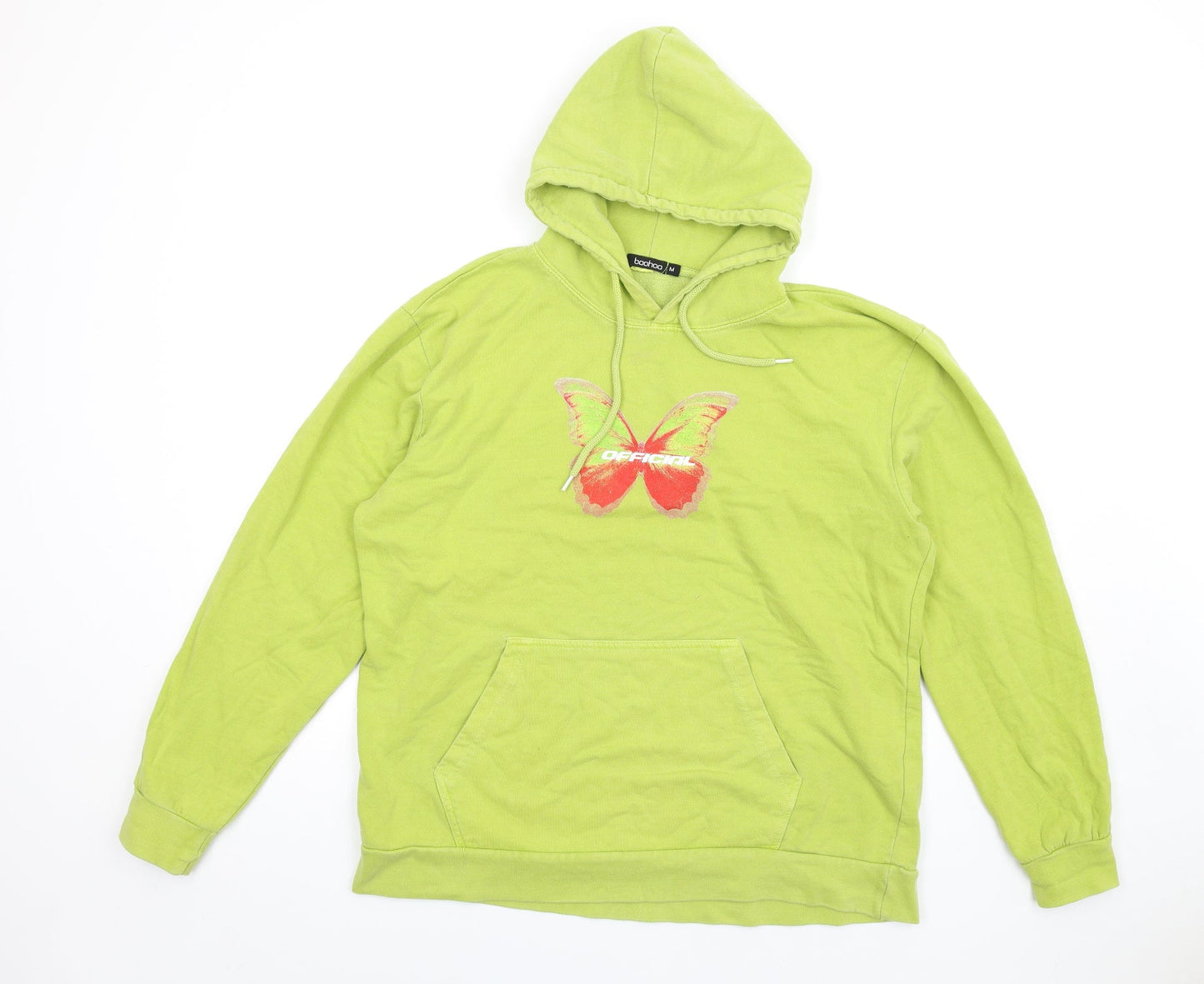 Boohoo Womens Green Cotton Pullover Hoodie Size M Pullover - Butterfly