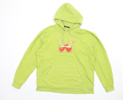 Boohoo Womens Green Cotton Pullover Hoodie Size M Pullover - Butterfly