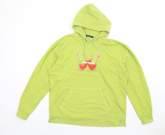 Boohoo Womens Green Cotton Pullover Hoodie Size M Pullover - Butterfly