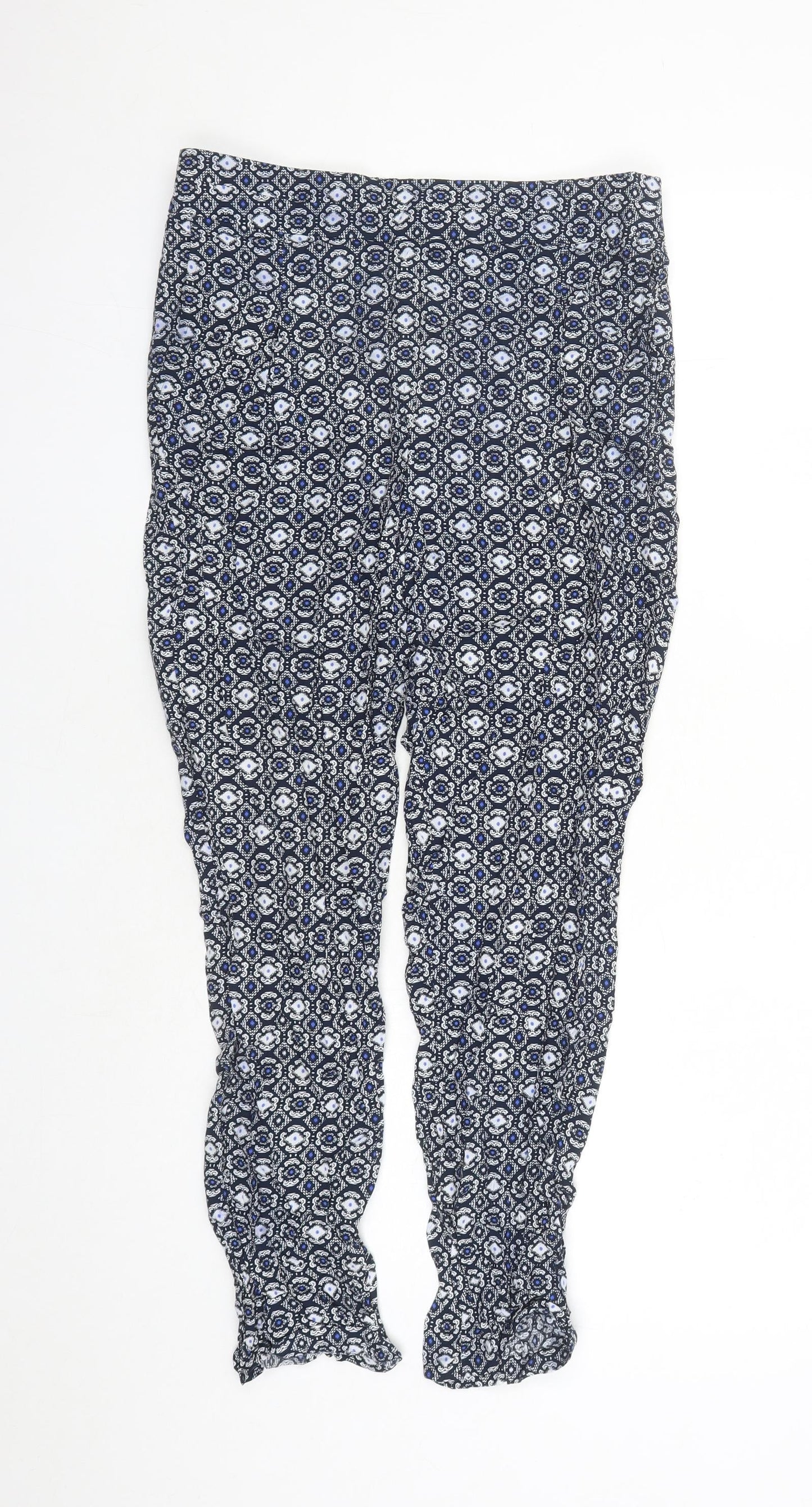 Womens UK Size 12 Marks and Spencer Regular Fit Capri Blue Trousers