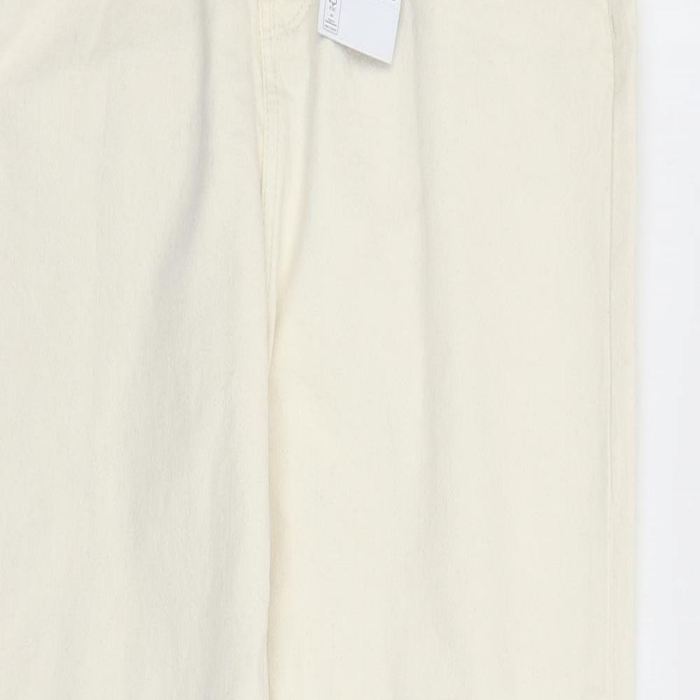 Denim & Co. Womens Beige Cotton Straight Jeans Size 12 L27 in Slim Zip - Pockets