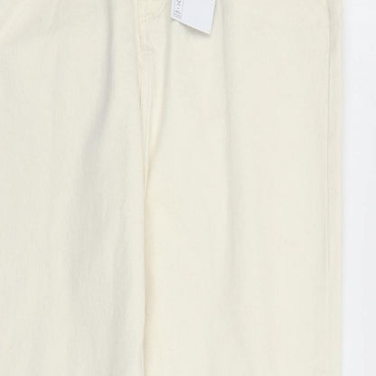 Denim & Co. Womens Beige Cotton Straight Jeans Size 12 L27 in Slim Zip - Pockets