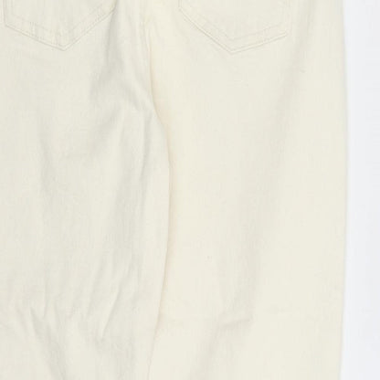 Denim & Co. Womens Beige Cotton Straight Jeans Size 12 L27 in Slim Zip - Pockets