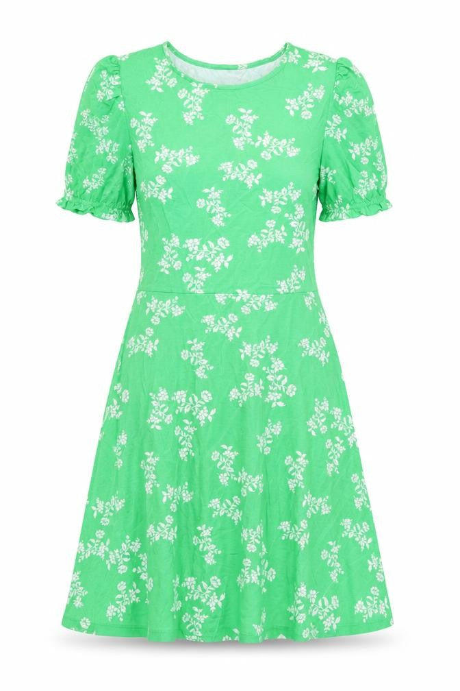 Marks and Spencer Womens Green Floral Viscose Fit & Flare Size 10 Round Neck Pullover