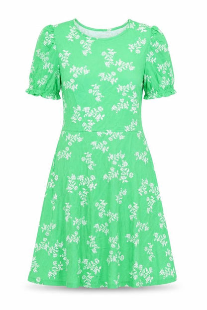 Marks and Spencer Womens Green Floral Viscose Fit & Flare Size 10 Round Neck Pullover