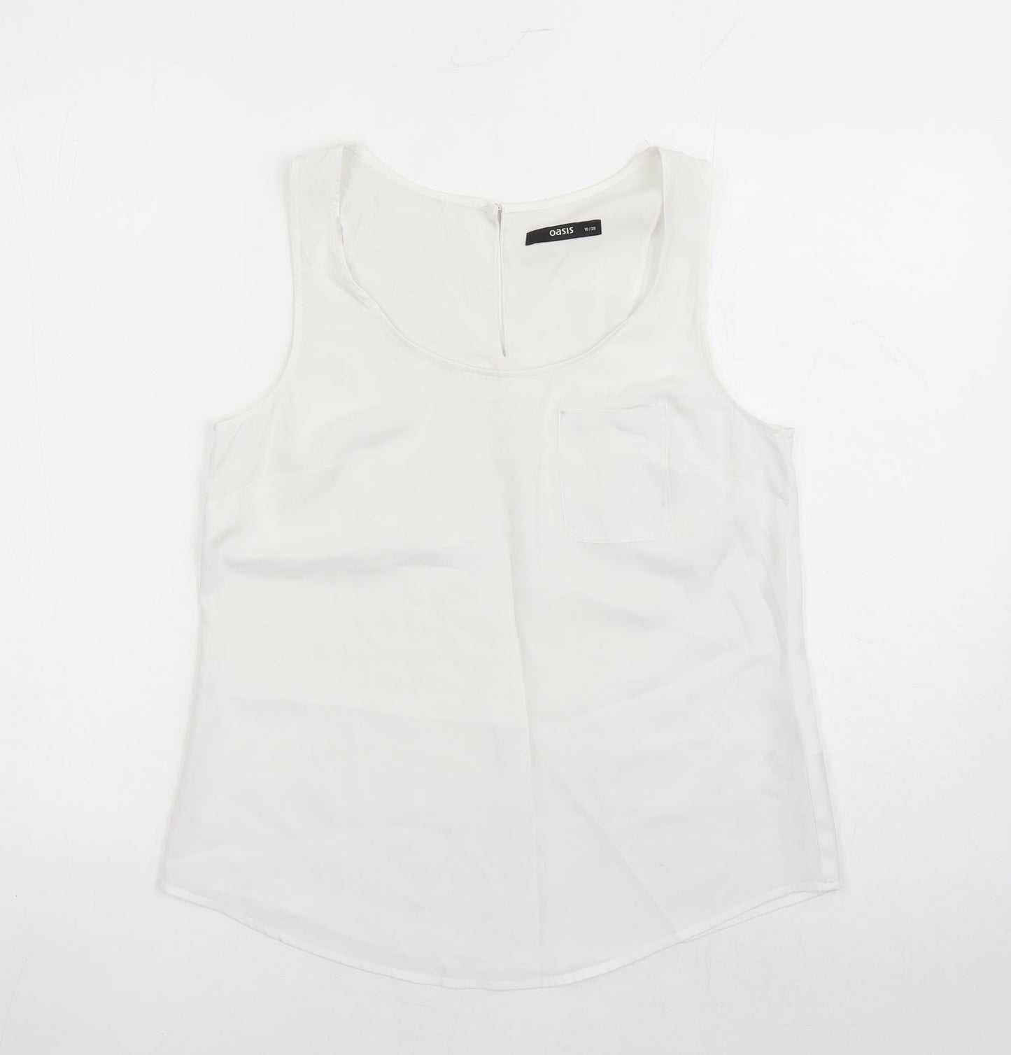 Oasis Womens White Polyester Camisole Tank Size 10 Round Neck - Pocket Detail