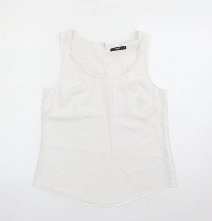 Oasis Womens White Polyester Camisole Tank Size 10 Round Neck - Pocket Detail