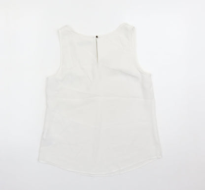 Oasis Womens White Polyester Camisole Tank Size 10 Round Neck - Pocket Detail