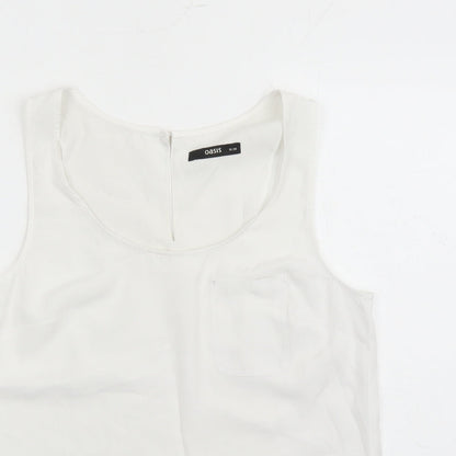 Oasis Womens White Polyester Camisole Tank Size 10 Round Neck - Pocket Detail