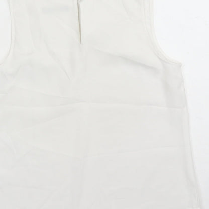 Oasis Womens White Polyester Camisole Tank Size 10 Round Neck - Pocket Detail