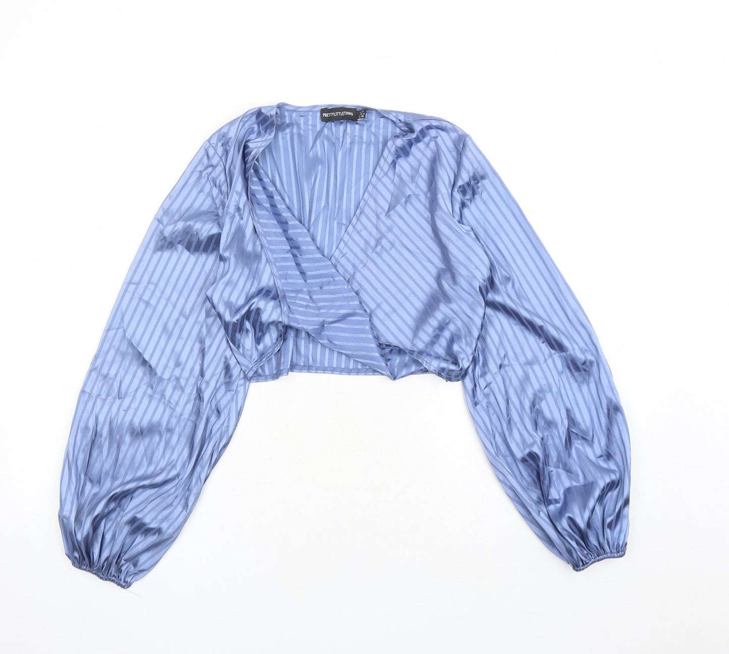 Womens UK Size 8 PRETTYLITTLETHING Blue Cropped Blouse