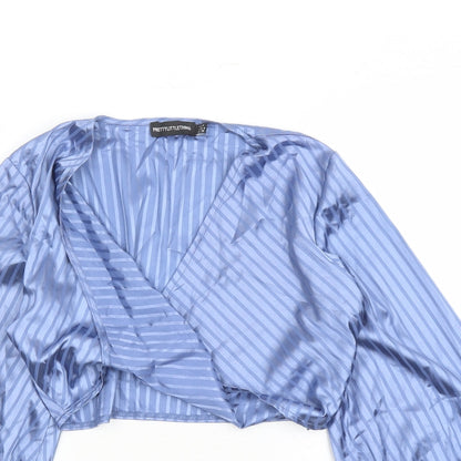 Womens UK Size 8 PRETTYLITTLETHING Blue Cropped Blouse
