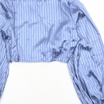 Womens UK Size 8 PRETTYLITTLETHING Blue Cropped Blouse