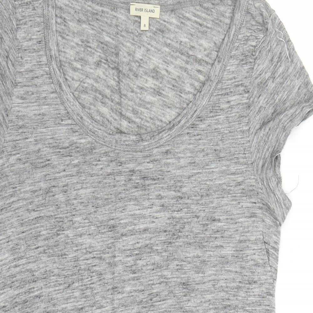 Womens UK Size 8 River Island Grey Basic T-Shirt