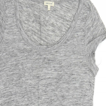 Womens UK Size 8 River Island Grey Basic T-Shirt
