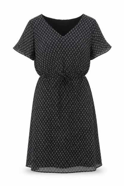 H&M Womens Black Geometric Polyester A-Line Size S V-Neck Pullover
