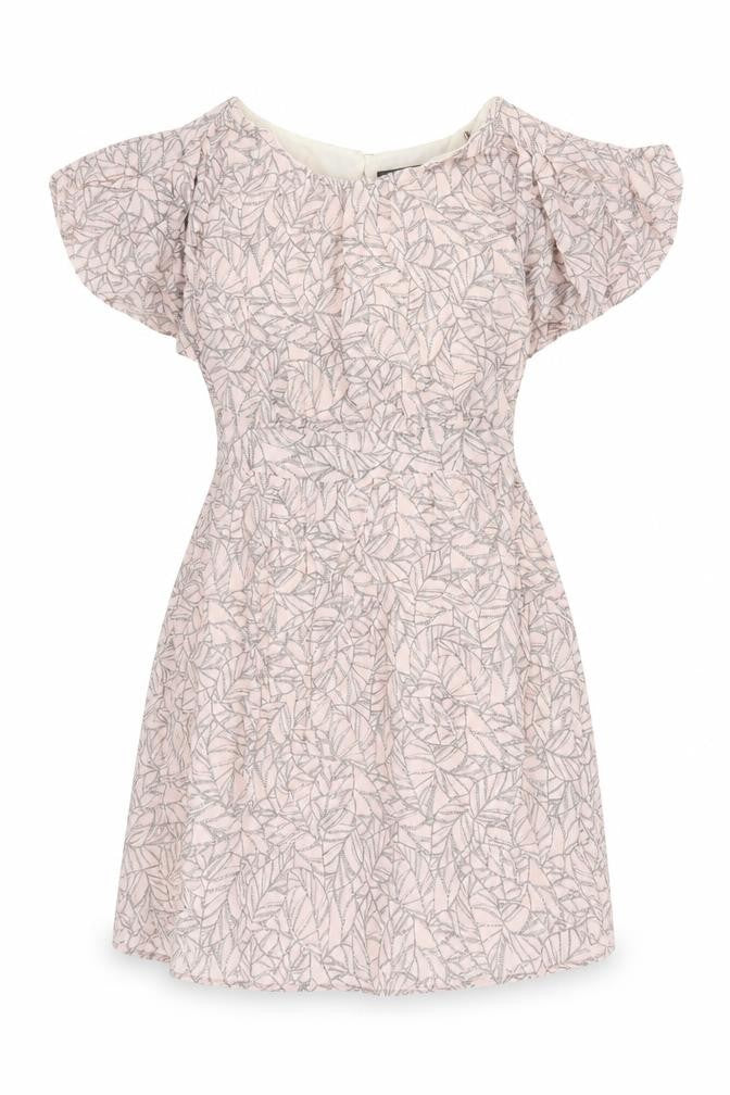 Limited Collection Womens Pink Geometric Viscose A-Line Size 8 Round Neck Zip - Open Back Detail Lined