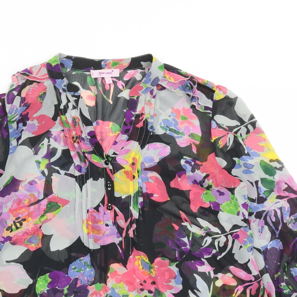 Womens UK Size 14 Per Una Multicoloured Basic Blouse