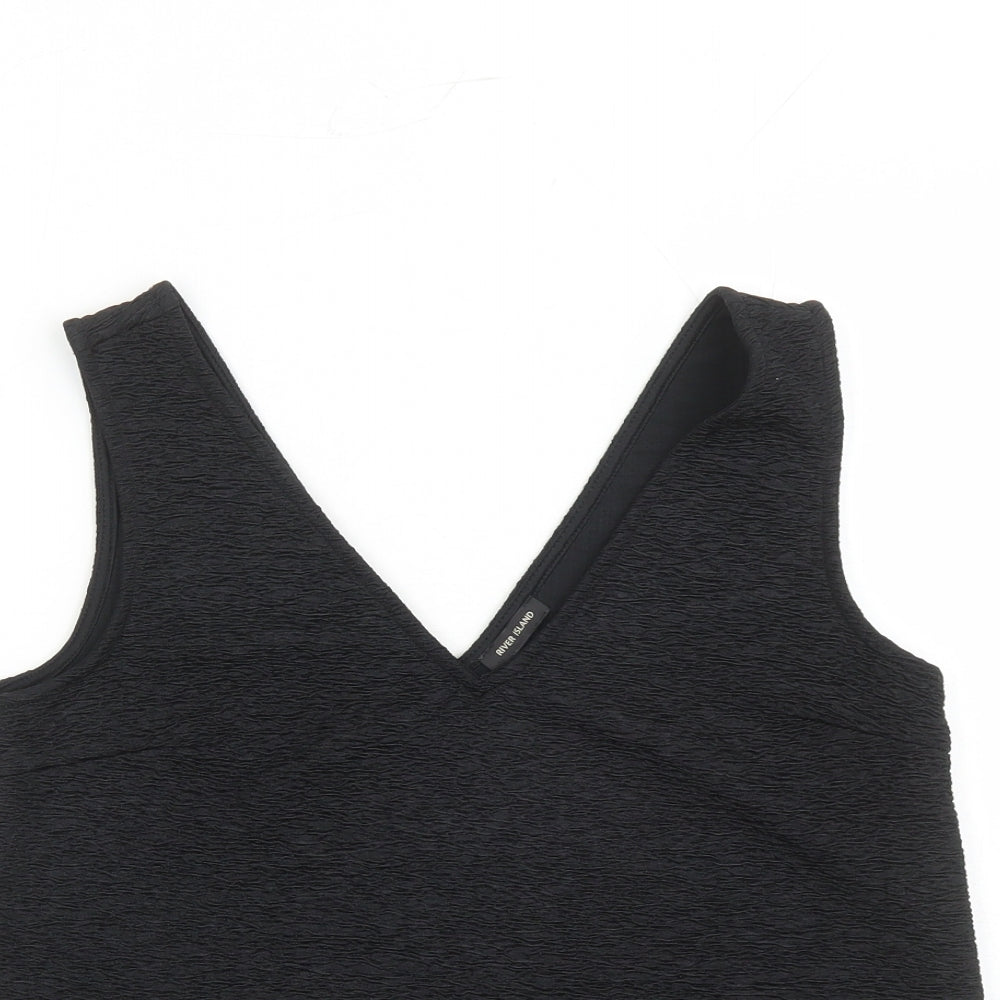 Womens UK Size 8 River Island Black Basic Tank