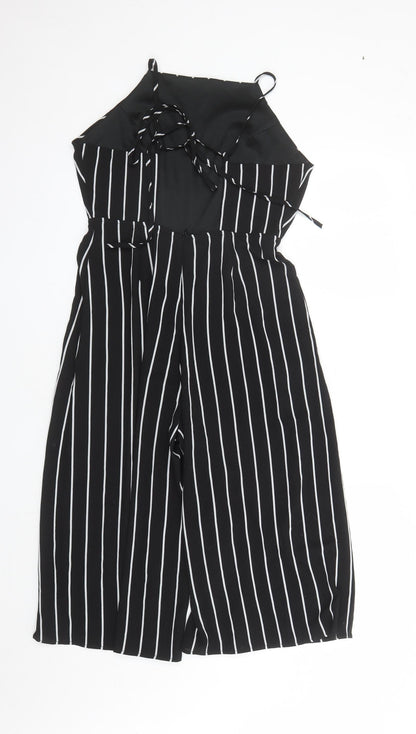 Luc-ce Womens Black Striped Polyester Jumpsuit One-Piece Size M L16 in Zip