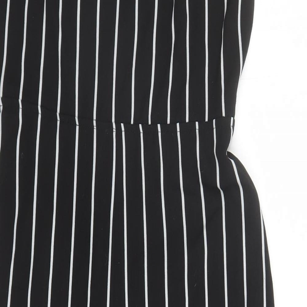 Luc-ce Womens Black Striped Polyester Jumpsuit One-Piece Size M L16 in Zip