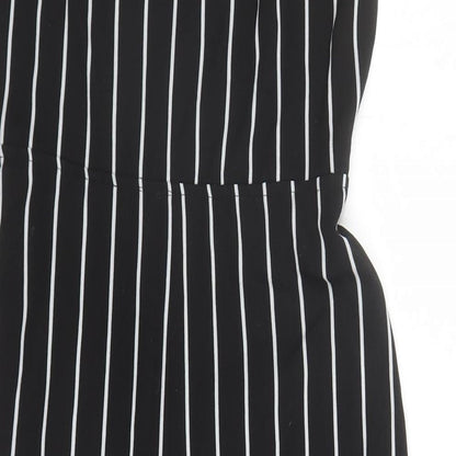 Luc-ce Womens Black Striped Polyester Jumpsuit One-Piece Size M L16 in Zip