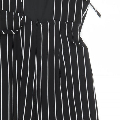 Luc-ce Womens Black Striped Polyester Jumpsuit One-Piece Size M L16 in Zip