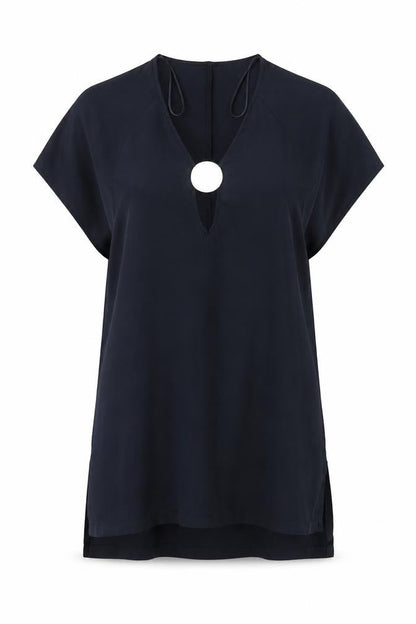 Zara Womens Black Polyester A-Line Size S V-Neck Pullover