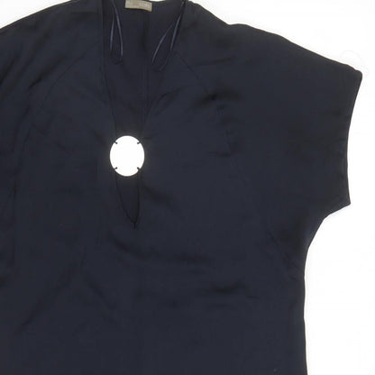Zara Womens Black Polyester A-Line Size S V-Neck Pullover