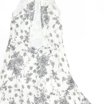 Gap Womens White Floral Cotton Tank Dress Size 8 Halter Tie - Open Back Detail
