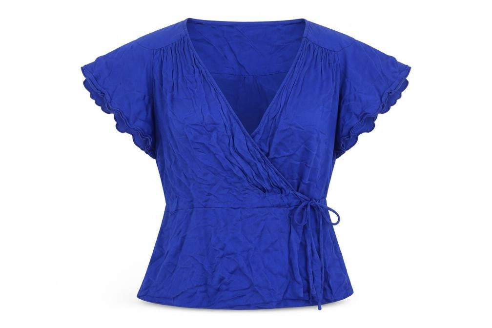Womens UK Size S Zara Blue Wrap Blouse
