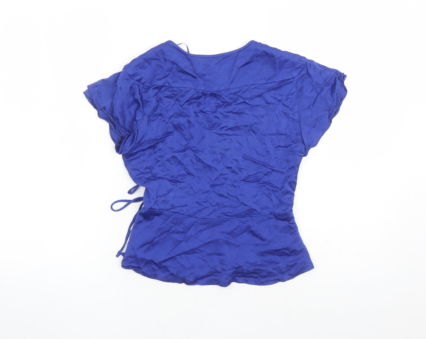 Womens UK Size S Zara Blue Wrap Blouse