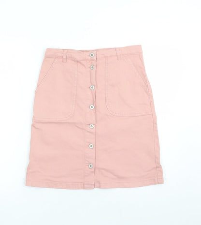 Great Plains Womens Pink Cotton A-Line Skirt Size 8 Button - Pockets