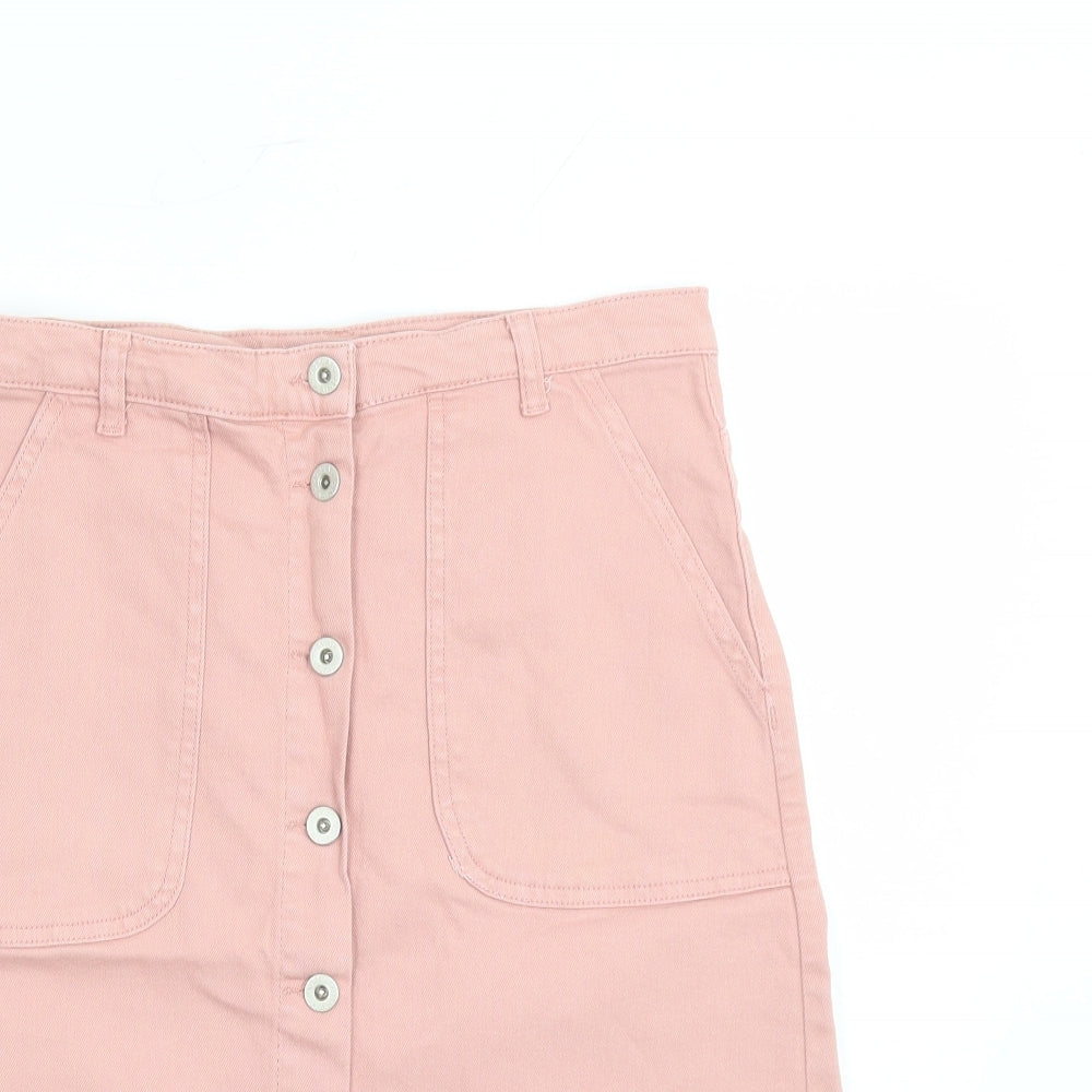 Great Plains Womens Pink Cotton A-Line Skirt Size 8 Button - Pockets
