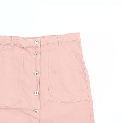 Great Plains Womens Pink Cotton A-Line Skirt Size 8 Button - Pockets