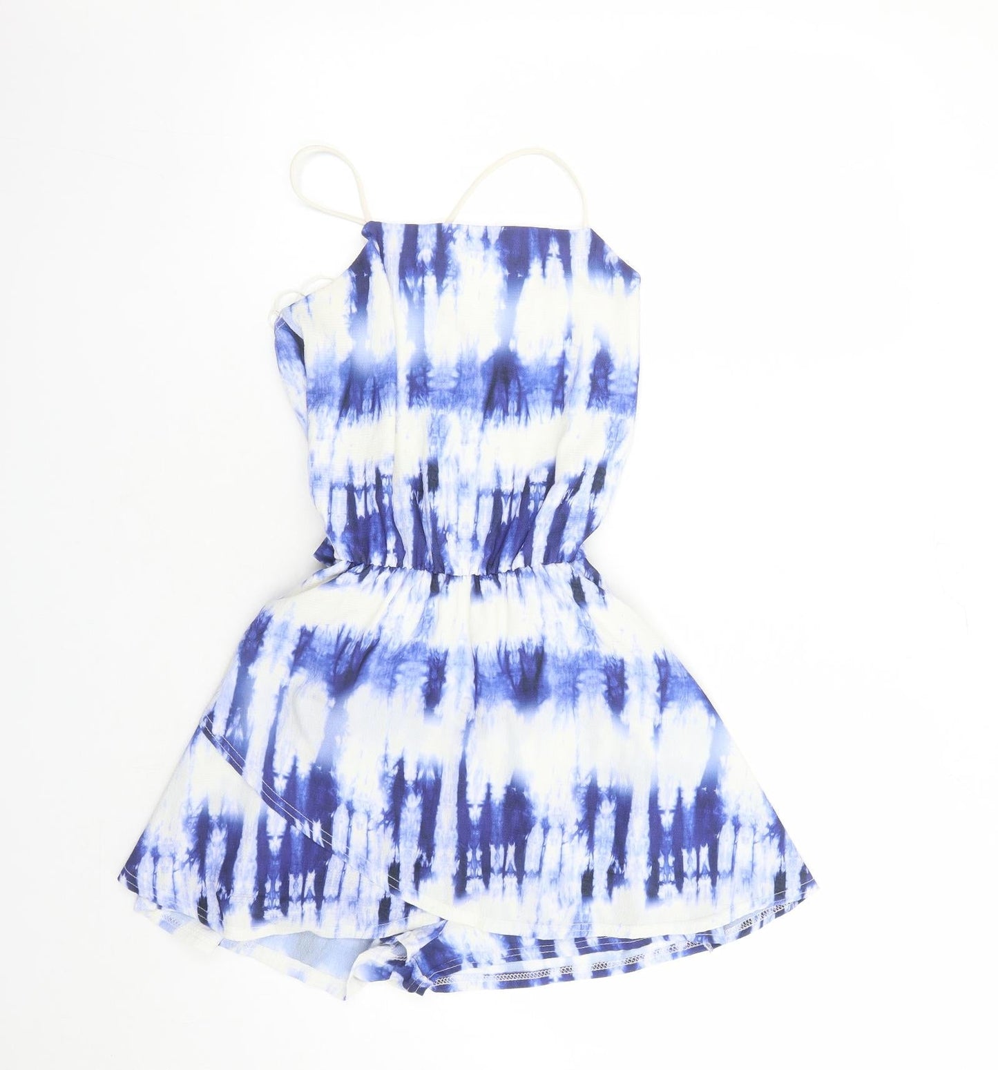 Quiz Womens Blue Tie Dye Polyester Playsuit One-Piece Size 8 Pullover