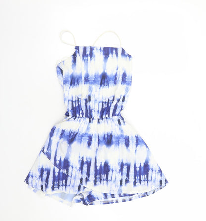 Quiz Womens Blue Tie Dye Polyester Playsuit One-Piece Size 8 Pullover