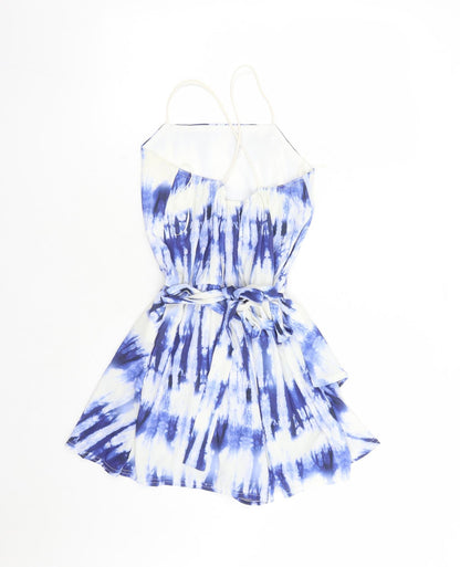 Quiz Womens Blue Tie Dye Polyester Playsuit One-Piece Size 8 Pullover