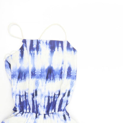 Quiz Womens Blue Tie Dye Polyester Playsuit One-Piece Size 8 Pullover