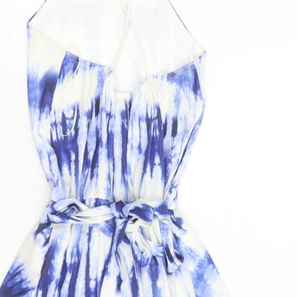 Quiz Womens Blue Tie Dye Polyester Playsuit One-Piece Size 8 Pullover