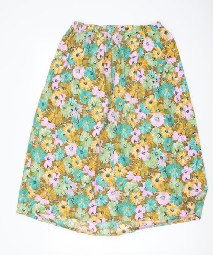 JORDANA Womens Multicoloured Floral Cotton A-Line Skirt Size 14