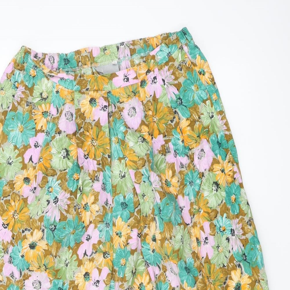 JORDANA Womens Multicoloured Floral Cotton A-Line Skirt Size 14