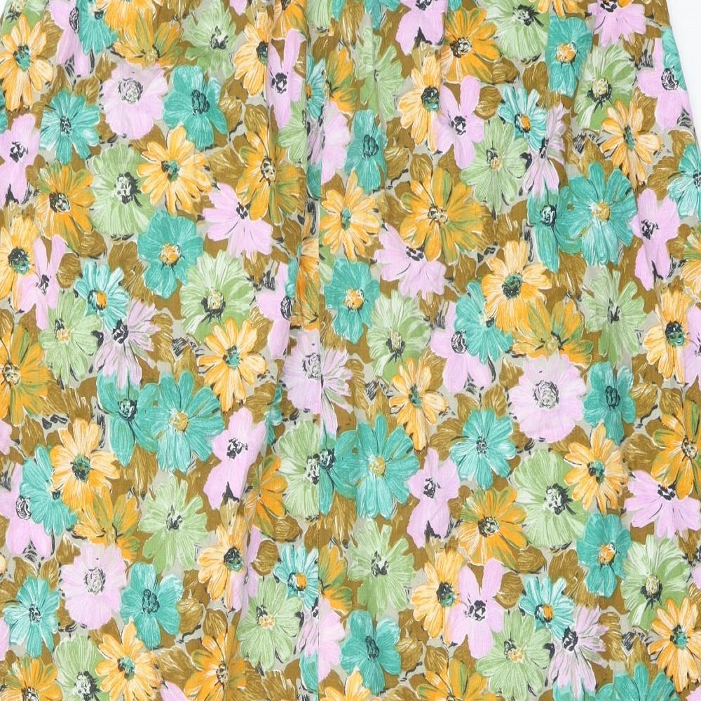 JORDANA Womens Multicoloured Floral Cotton A-Line Skirt Size 14