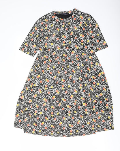 Marks and Spencer Womens Multicoloured Floral Viscose A-Line Size 8 Crew Neck Pullover