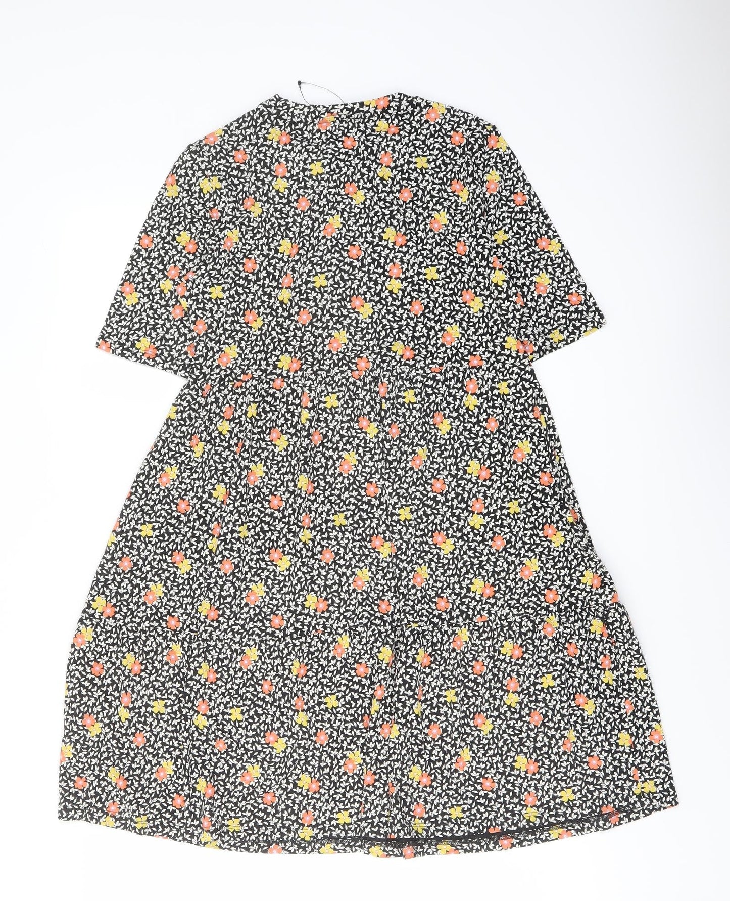 Marks and Spencer Womens Multicoloured Floral Viscose A-Line Size 8 Crew Neck Pullover