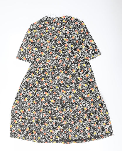 Marks and Spencer Womens Multicoloured Floral Viscose A-Line Size 8 Crew Neck Pullover