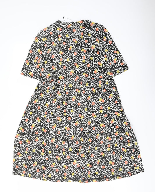 Marks and Spencer Womens Multicoloured Floral Viscose A-Line Size 8 Crew Neck Pullover