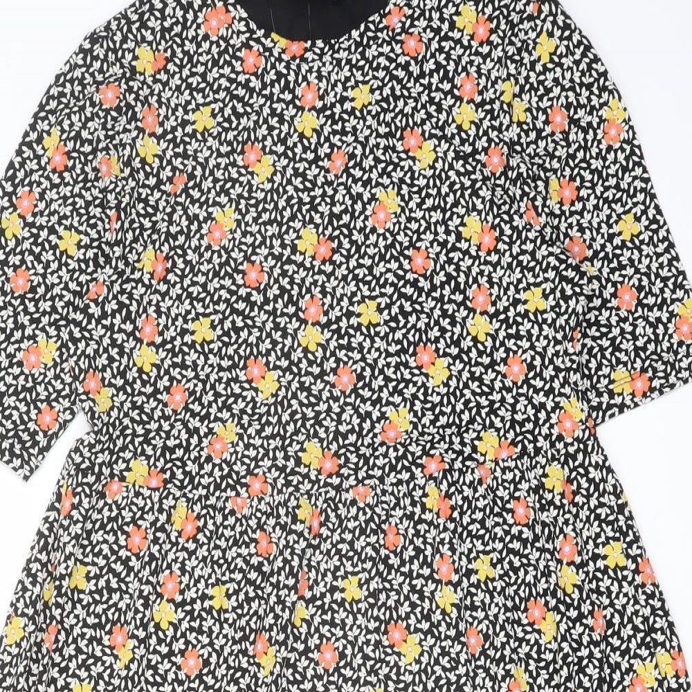 Marks and Spencer Womens Multicoloured Floral Viscose A-Line Size 8 Crew Neck Pullover