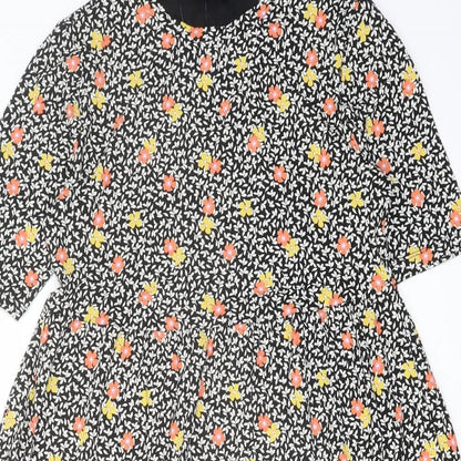 Marks and Spencer Womens Multicoloured Floral Viscose A-Line Size 8 Crew Neck Pullover