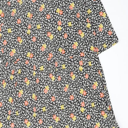 Marks and Spencer Womens Multicoloured Floral Viscose A-Line Size 8 Crew Neck Pullover
